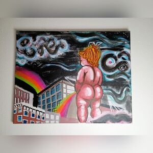 Whimsical Cityscape Nude Contemporary Canvas Art